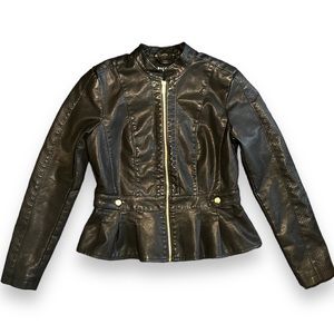 Baccini Leather Jacket Black PS Petite